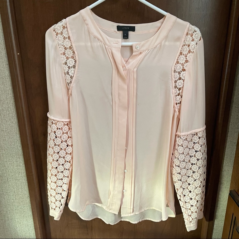 J.Crew Silk Georgette Blouse in Pale Pink Size 2